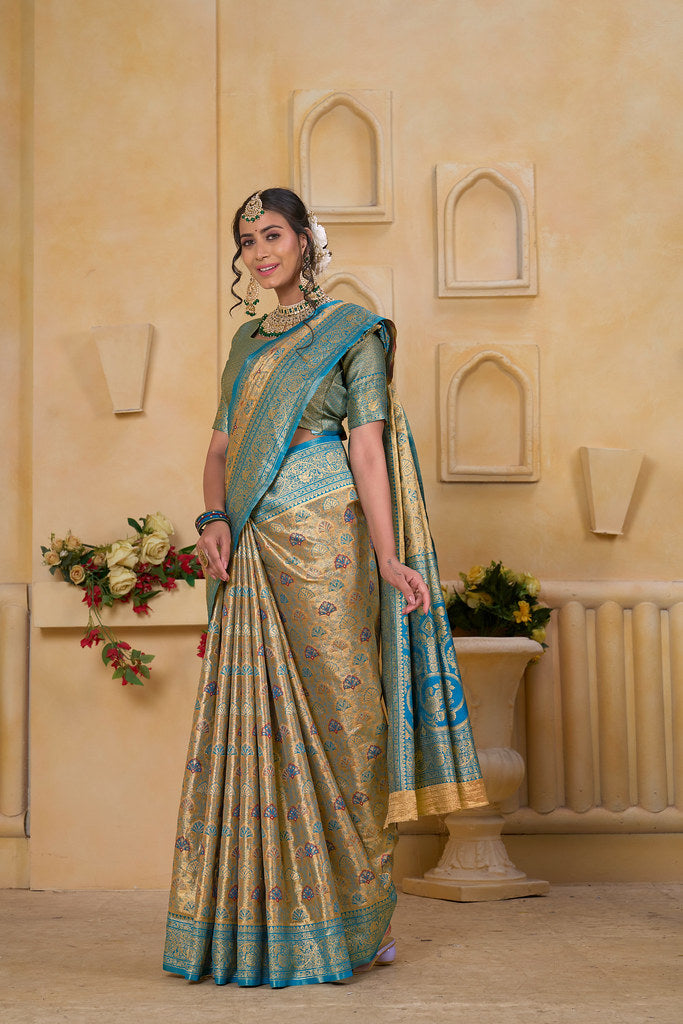 Traditional Wear Elegant Designer Saree, Pure Tissue Sari With Blosue
