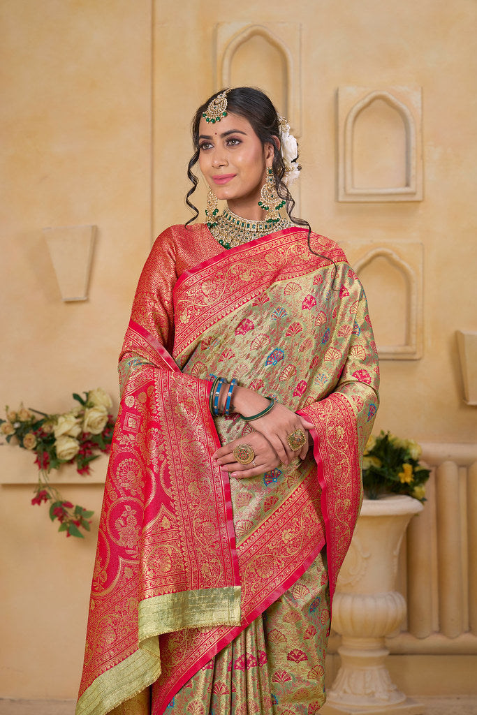 Traditional Wear Elegant Designer Saree, Pure Tissue Sari With Blosue