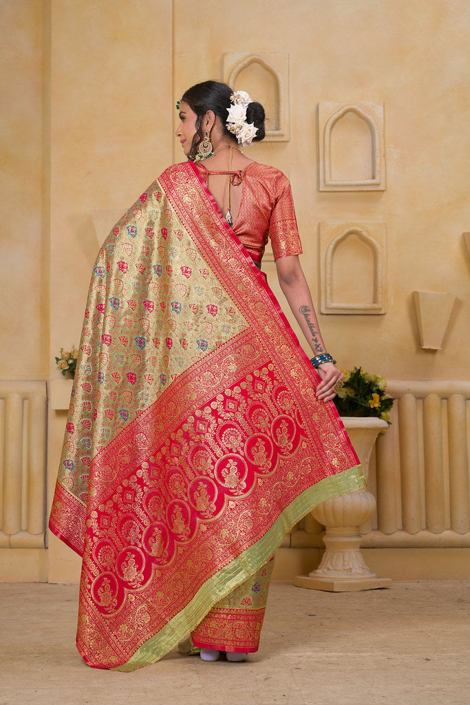 Traditional Wear Elegant Designer Saree, Pure Tissue Sari With Blosue
