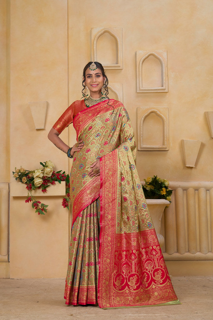 Traditional Wear Elegant Designer Saree, Pure Tissue Sari With Blosue