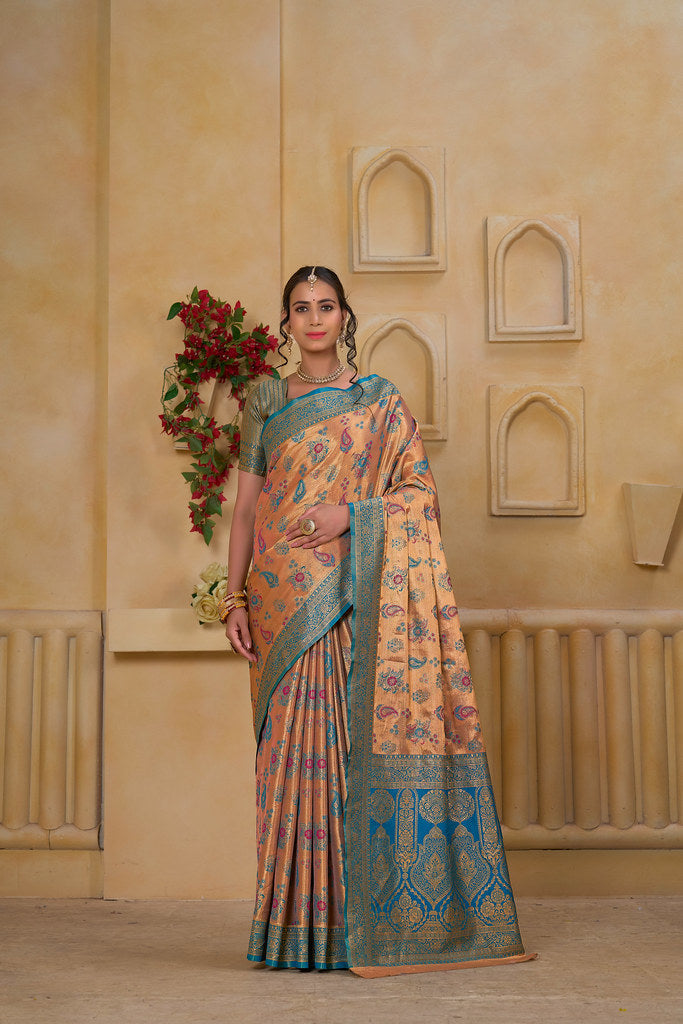 Traditional Wear Designer Pure Tissue Saree With Blouse