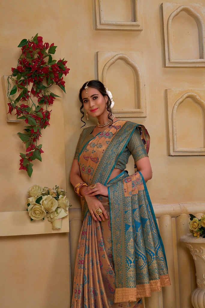 Traditional Wear Designer Pure Tissue Saree With Blouse