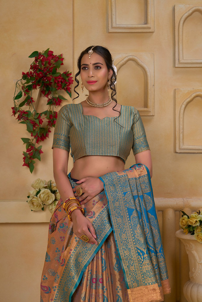 Traditional Wear Designer Pure Tissue Saree With Blouse