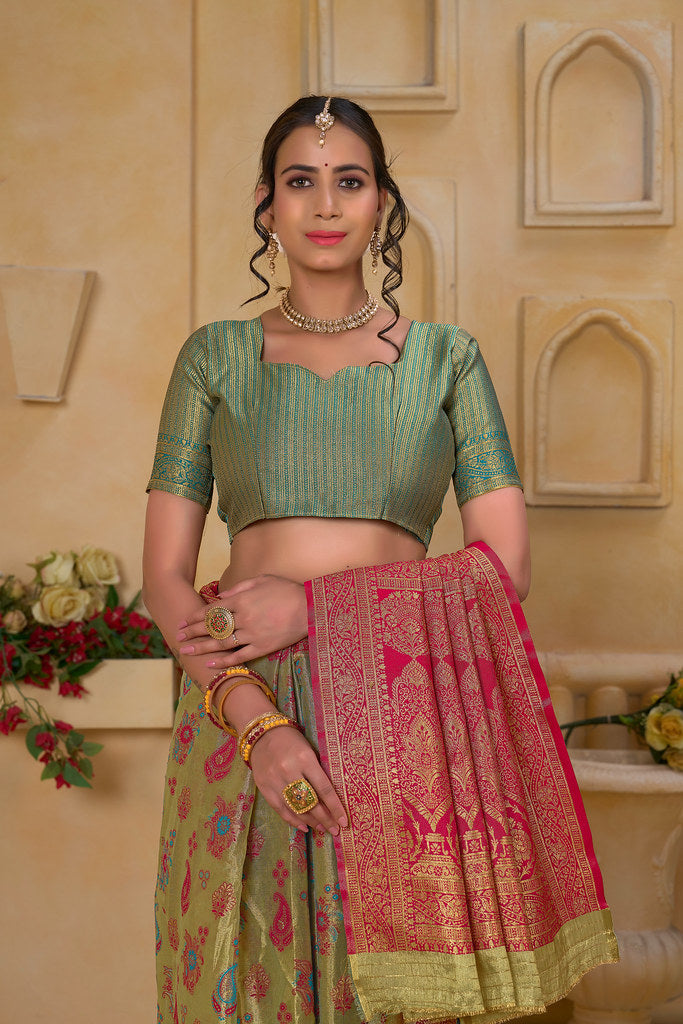 Traditional Wear Designer Pure Tissue Saree With Blouse