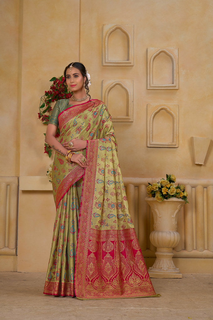 Traditional Wear Designer Pure Tissue Saree With Blouse