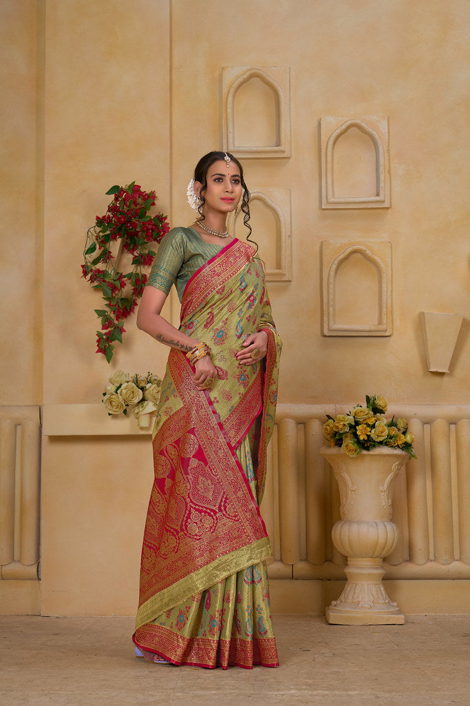 Traditional Wear Designer Pure Tissue Saree With Blouse