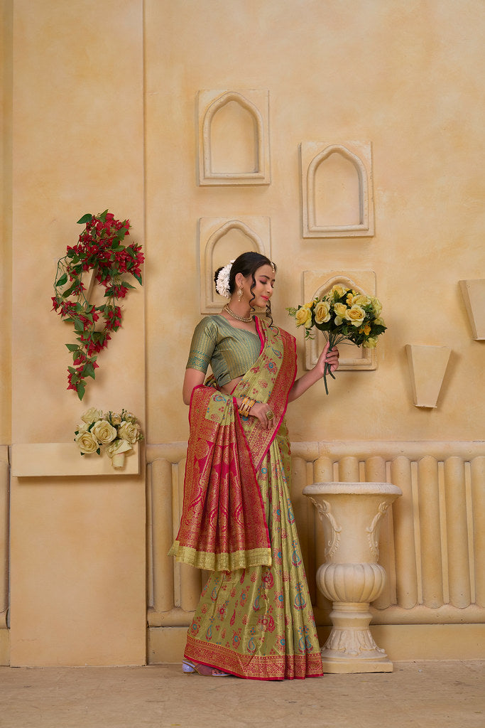 Traditional Wear Designer Pure Tissue Saree With Blouse