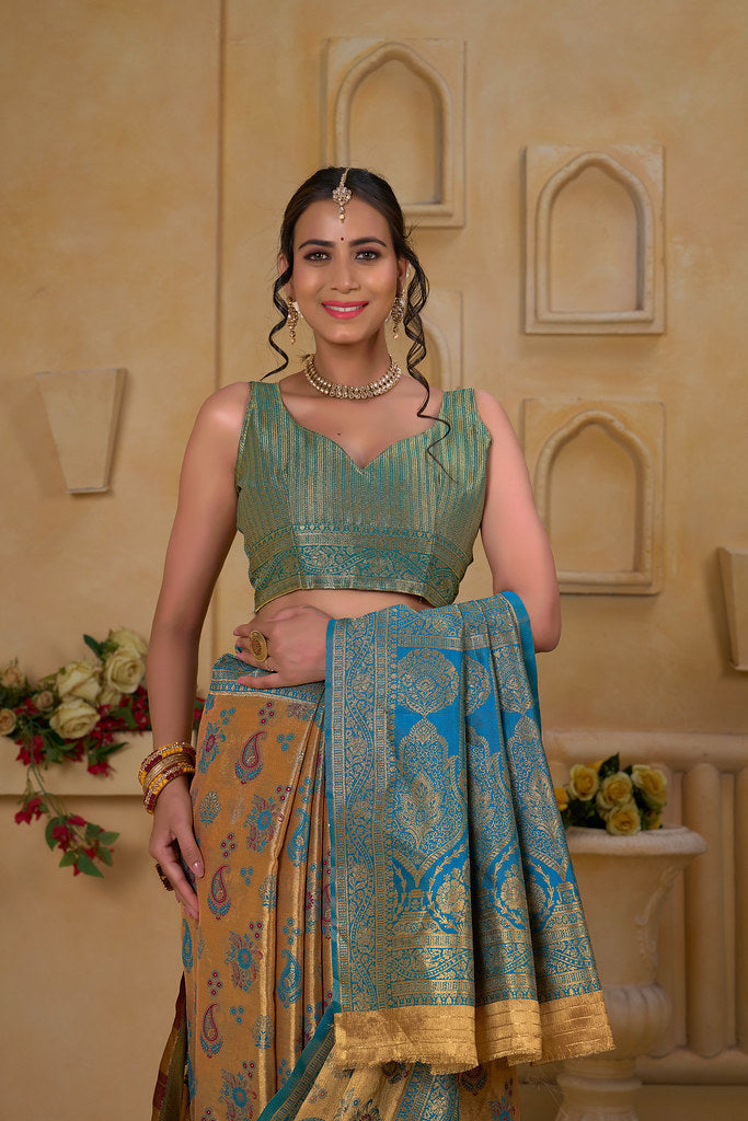 Traditional Wear Designer Pure Tissue Saree With Blouse