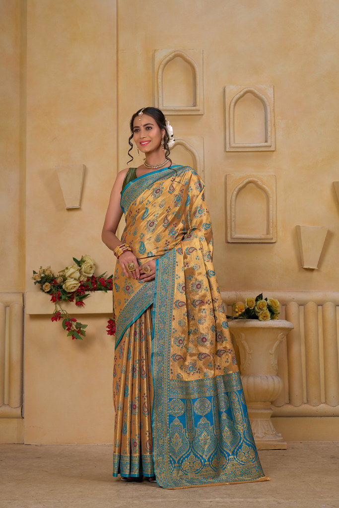 Traditional Wear Designer Pure Tissue Saree With Blouse