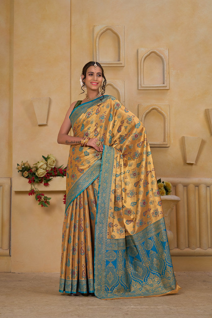 Traditional Wear Designer Pure Tissue Saree With Blouse
