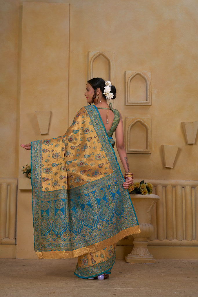 Traditional Wear Designer Pure Tissue Saree With Blouse