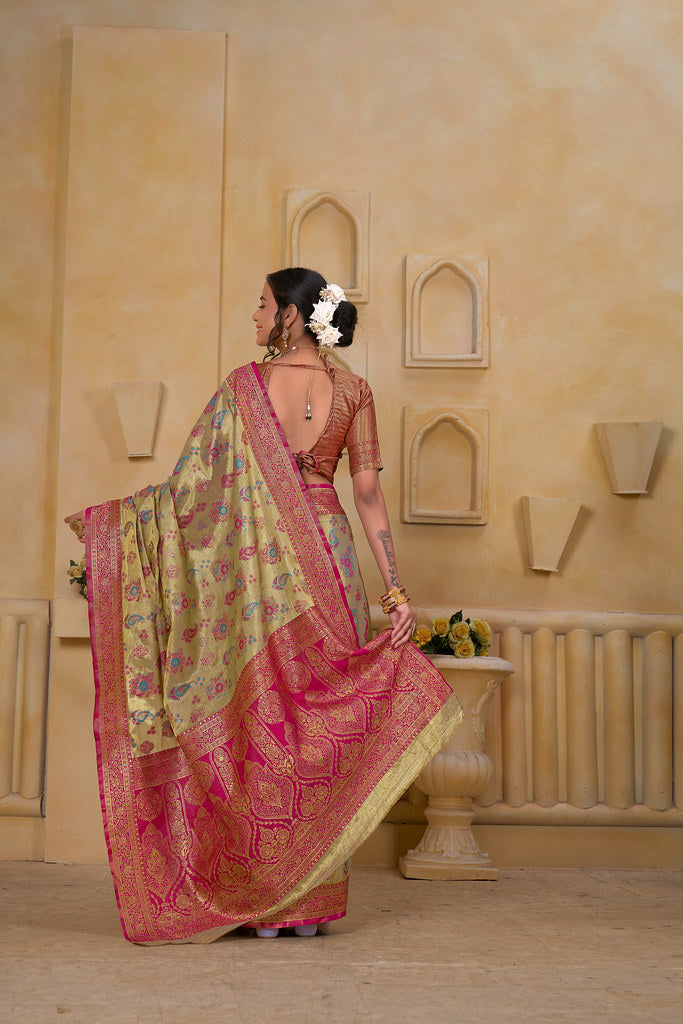 Traditional Wear Designer Pure Tissue Saree With Blouse