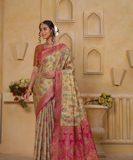 Traditional Wear Designer Pure Tissue Saree With Blouse