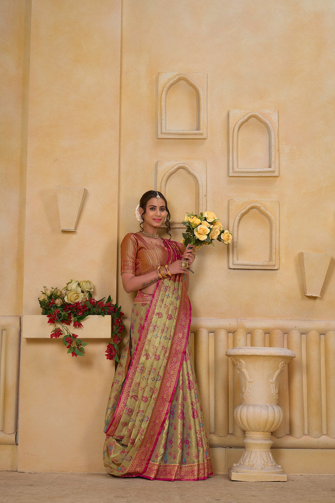 Traditional Wear Designer Pure Tissue Saree With Blouse