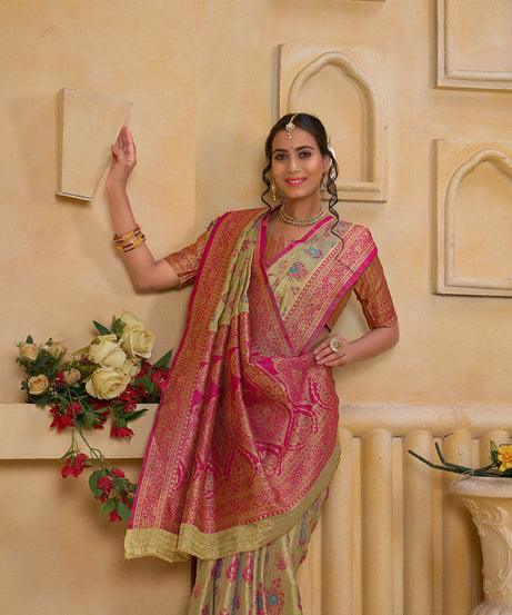 Traditional Wear Designer Pure Tissue Saree With Blouse