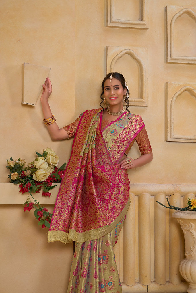 Traditional Wear Designer Pure Tissue Saree With Blouse