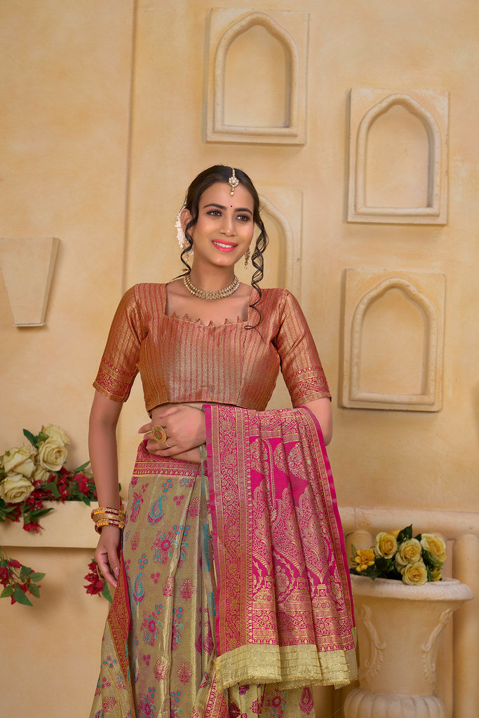 Traditional Wear Designer Pure Tissue Saree With Blouse