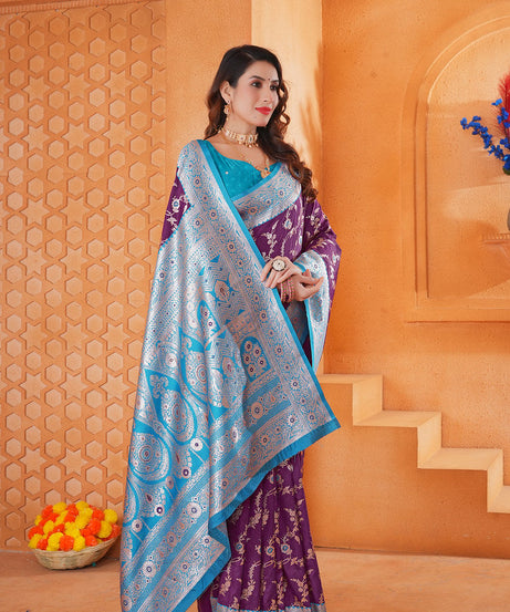 Soft Silk Weaving Saree With Banarasi Jari Work Designer Sari With Blouse