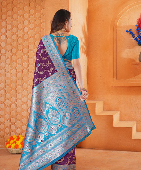 Soft Silk Weaving Saree With Banarasi Jari Work Designer Sari With Blouse