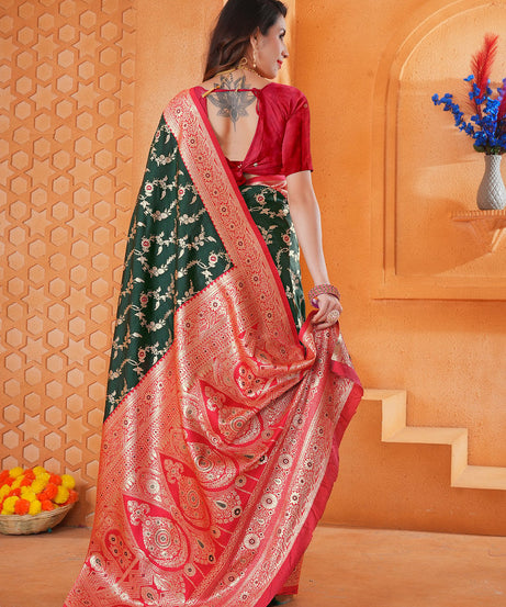 Soft Silk Weaving Saree With Banarasi Jari Work Designer Sari With Blouse