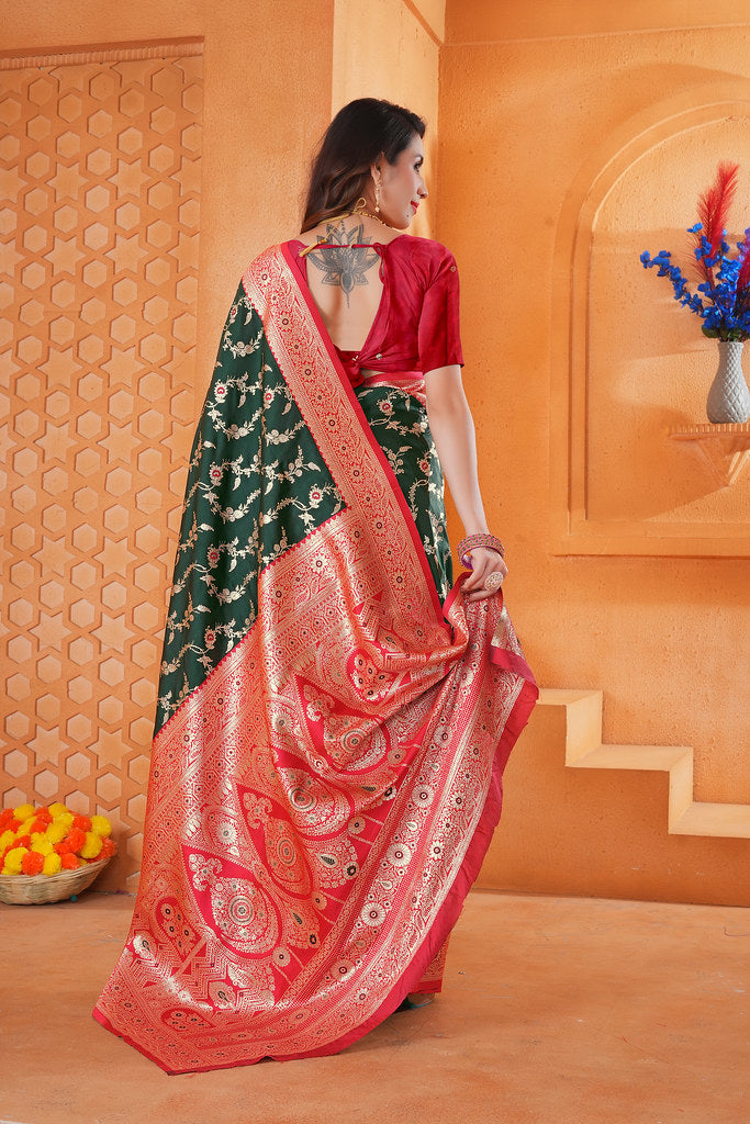 Soft Silk Weaving Saree With Banarasi Jari Work Designer Sari With Blouse