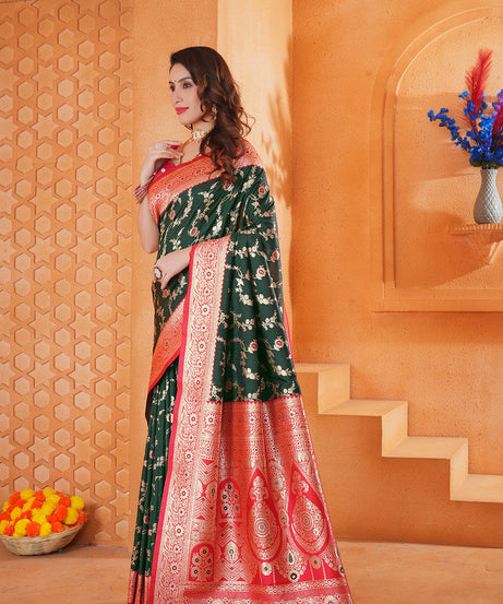 Soft Silk Weaving Saree With Banarasi Jari Work Designer Sari With Blouse
