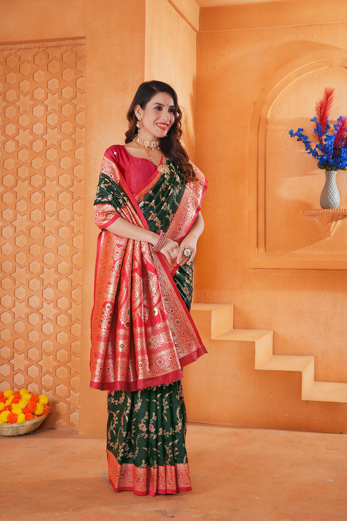 Soft Silk Weaving Saree With Banarasi Jari Work Designer Sari With Blouse