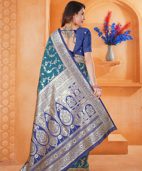 Soft Silk Weaving Saree With Banarasi Jari Work Designer Sari With Blouse