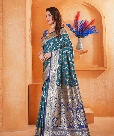 Soft Silk Weaving Saree With Banarasi Jari Work Designer Sari With Blouse