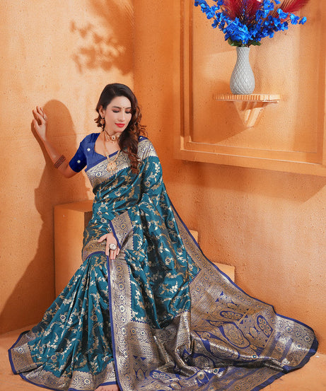 Soft Silk Weaving Saree With Banarasi Jari Work Designer Sari With Blouse