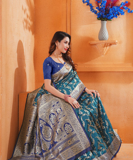 Soft Silk Weaving Saree With Banarasi Jari Work Designer Sari With Blouse