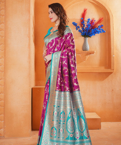 Soft Silk Weaving Saree With Banarasi Jari Work Designer Sari With Blouse