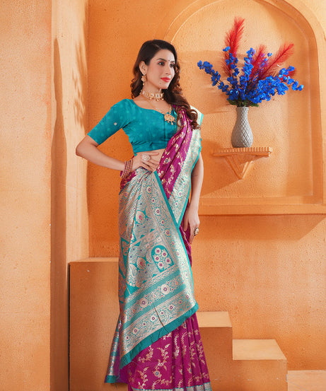 Soft Silk Weaving Saree With Banarasi Jari Work Designer Sari With Blouse