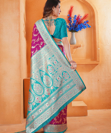 Soft Silk Weaving Saree With Banarasi Jari Work Designer Sari With Blouse