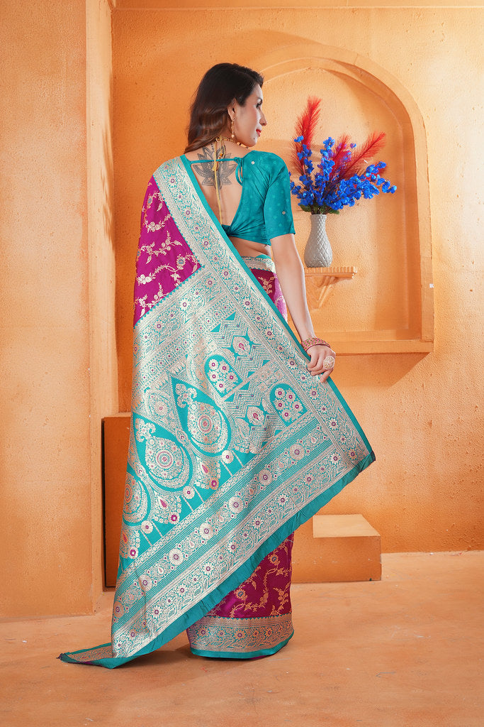 Soft Silk Weaving Saree With Banarasi Jari Work Designer Sari With Blouse