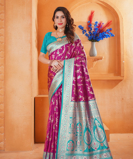Soft Silk Weaving Saree With Banarasi Jari Work Designer Sari With Blouse