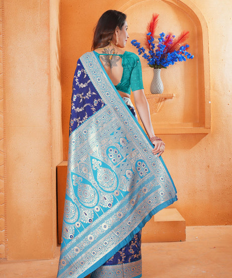 Soft Silk Weaving Saree With Banarasi Jari Work Designer Sari With Blouse