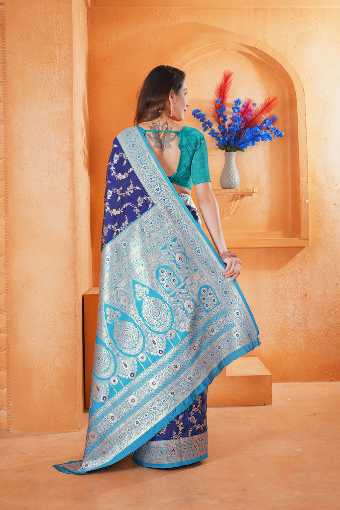 Soft Silk Weaving Saree With Banarasi Jari Work Designer Sari With Blouse