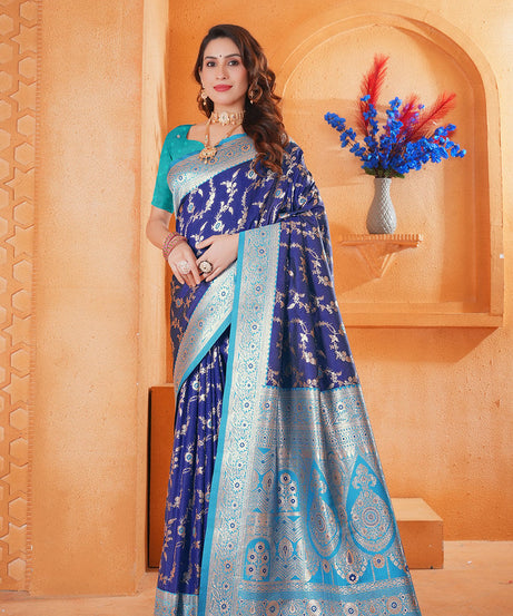 Soft Silk Weaving Saree With Banarasi Jari Work Designer Sari With Blouse