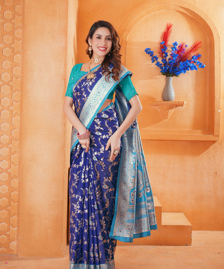 Soft Silk Weaving Saree With Banarasi Jari Work Designer Sari With Blouse