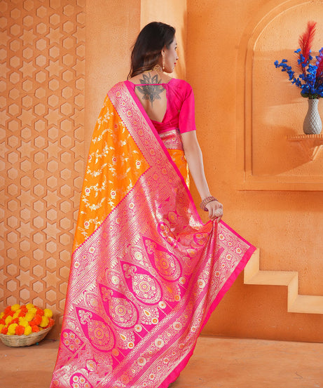 Soft Silk Weaving Saree With Banarasi Jari Work Designer Sari With Blouse