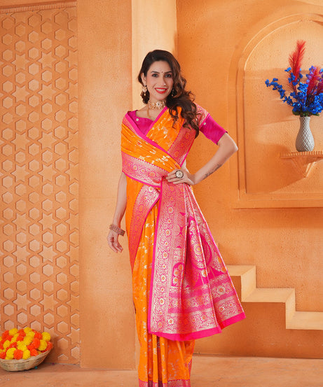 Soft Silk Weaving Saree With Banarasi Jari Work Designer Sari With Blouse