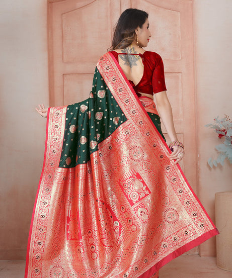Soft Silk Weaving Saree With Banarasi Jari Work Saree With Blouse