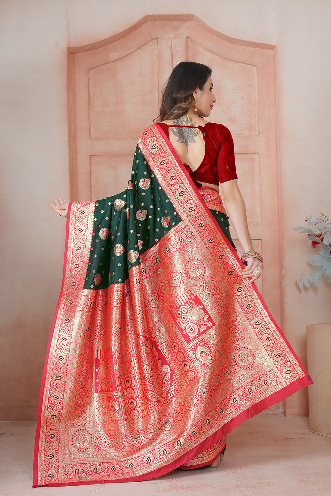 Soft Silk Weaving Saree With Banarasi Jari Work Saree With Blouse