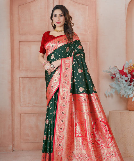 Soft Silk Weaving Saree With Banarasi Jari Work Saree With Blouse