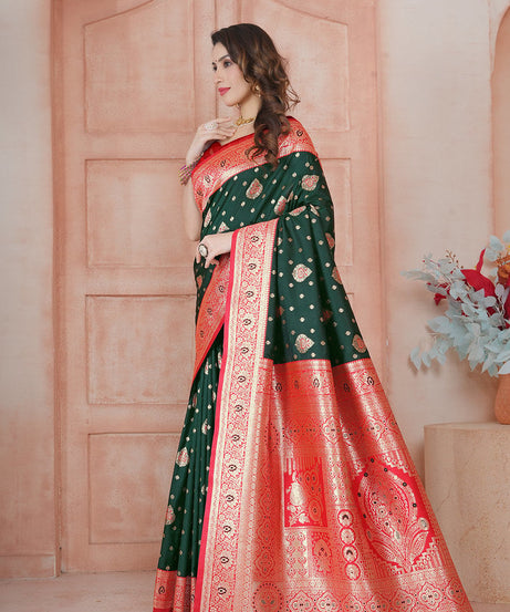 Soft Silk Weaving Saree With Banarasi Jari Work Saree With Blouse