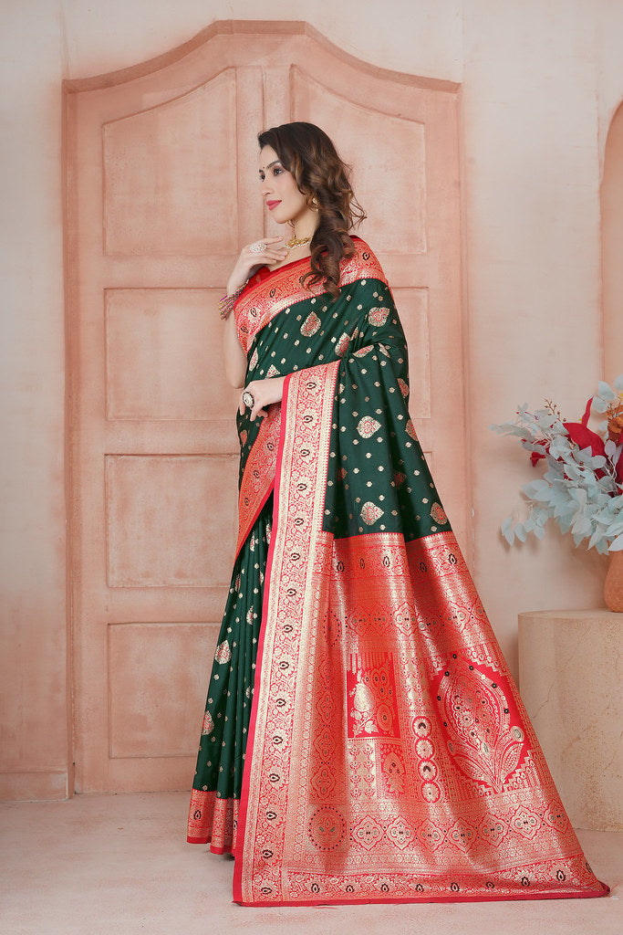 Soft Silk Weaving Saree With Banarasi Jari Work Saree With Blouse