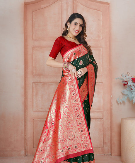 Soft Silk Weaving Saree With Banarasi Jari Work Saree With Blouse