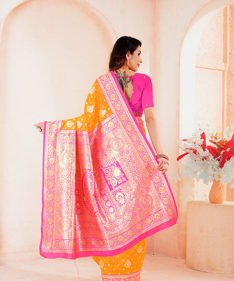 Soft Silk Weaving Saree With Banarasi Jari Work Saree With Blouse