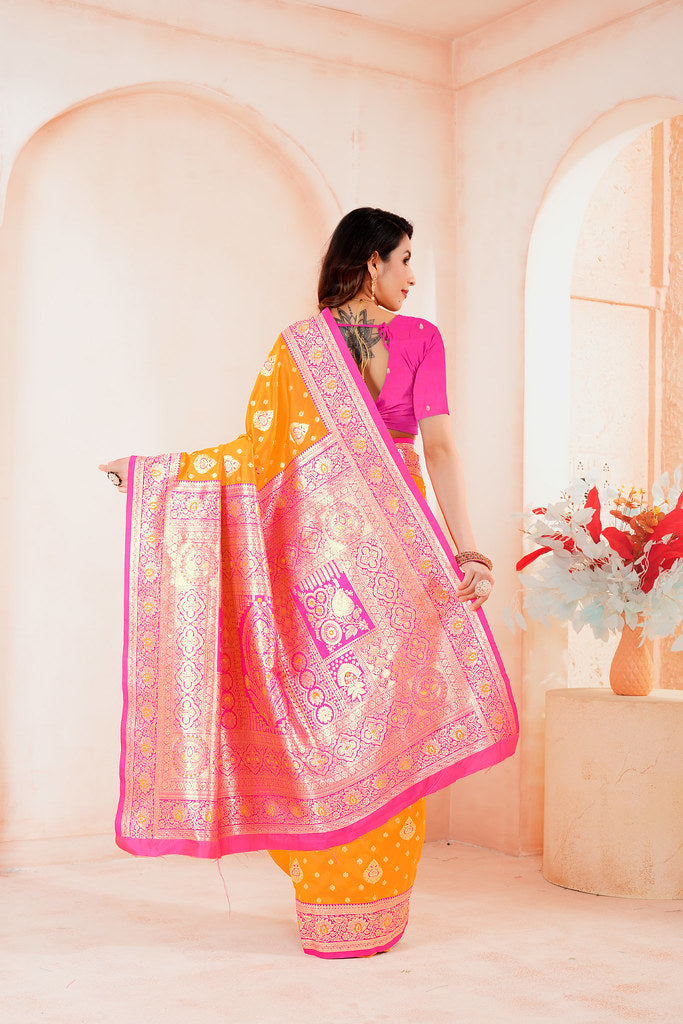 Soft Silk Weaving Saree With Banarasi Jari Work Saree With Blouse